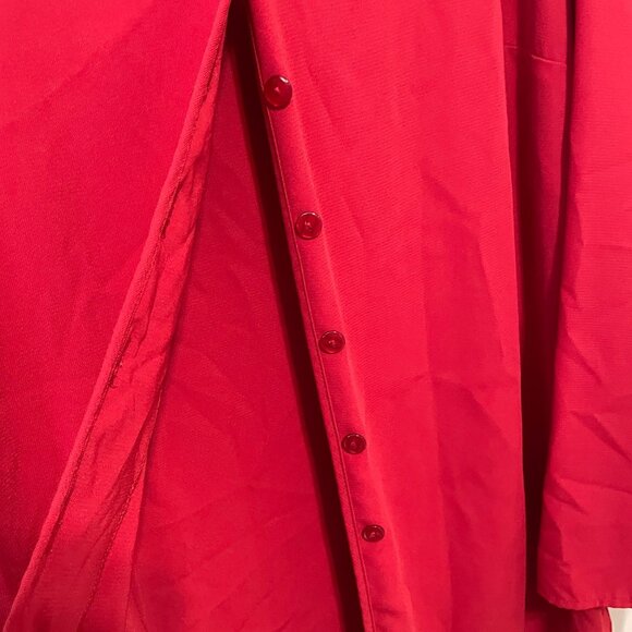 Norton McNaughton Woman Red Button-Front Blouse 2X Polyester Long Sleeve Embroid - Picture 4 of 4
